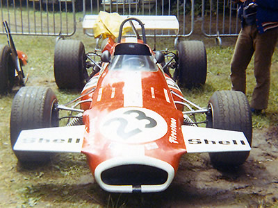 Tim Schenken's Brabham BT30-10 at Rouen in 1970. Copyright Gerard Barathieu. Used with permission.