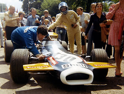 Graham Birrell's Brabham BT30-14 at Rouen in 1970. Copyright Gerard Barathieu. Used with permission.