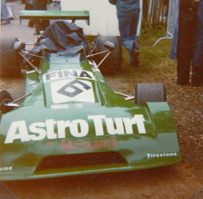 Bob Marsland's Chevron B27 at Rouen in 1974. Copyright Gerard Barathieu. Used with permission.