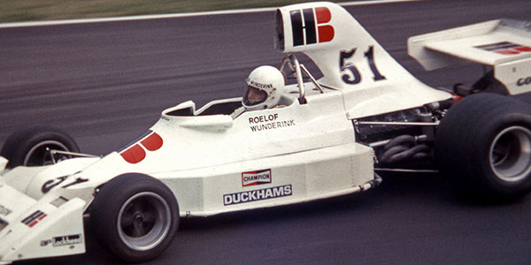 Roelof Wunderink in the Ensign N174 at the 1975 Brands Hatch Race of Champions. Copyright David Bishop 2018. Used with permission.