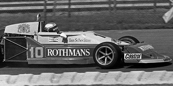Ian Scheckter in the Rothmans March 761B at the British Grand Prix in 1977. Copyright David Bishop 2018. Used with permission.