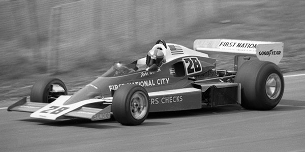 John Watson in the Penske PC4 at the 1976 British Grand Prix. Copyright David Bishop 2018. Used with permission.