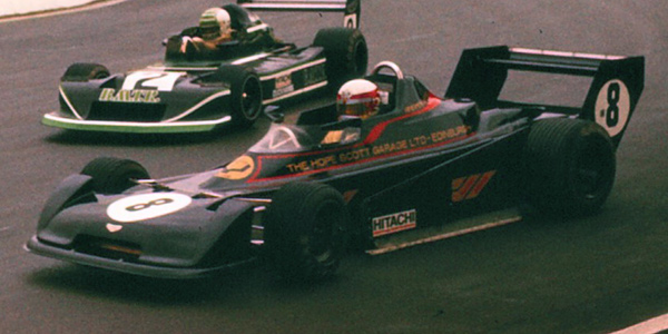 Andrew Jeffrey in the Hope Scott Garage Chevron B49 battling with Pete Smith's March 782 at Mallory Park in July 1979. Copyright Nigel Bland 2021. Used with permission.