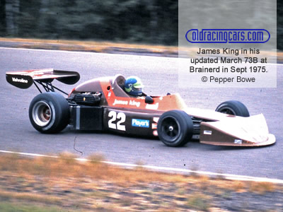 James King in his updated March 73B at Brainerd in September 1975. Copyright Pepper Bowe 2020. Used with permission. James King in his updated March 73B at Brainerd in September 1975. Copyright Pepper Bowe 2020. Used with permission.