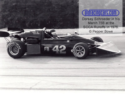 Dorsey Schroeder in his March 75B at the SCCA Runoffs in 1976. Copyright Pepper Bowe 2020. Used with permission.