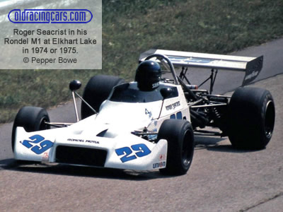 Roger Seacrist in his Rondel M1 between Turn 5 and Turn 6 at Elkhart Lake in 1974 or 1975. Copyright Pepper Bowe 2020. Used with permission. Roger Seacrist in his Rondel M1 between Turn 5 and Turn 6 at Elkhart Lake in 1974 or 1975. Copyright Pepper Bowe 2020. Used with permission.