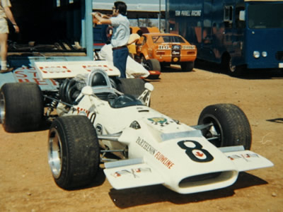 Jackie Pretorius' Doug Serrurier-owned Surtees TS5 in the Bulawayo paddock in 1970. Copyright Doug Brown 2005. Used with permission. Jackie Pretorius' Doug Serrurier-owned Surtees TS5 in the Bulawayo paddock in 1970. Copyright Doug Brown 2005. Used with permission.