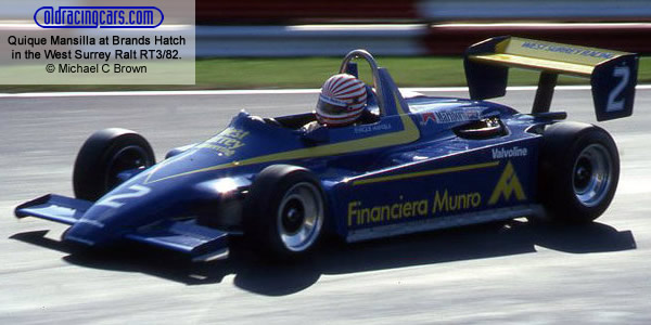 Quique Mansilla at Brands Hatch in the West Surrey Ralt RT3/82. Copyright Michael C. Brown 2010. Used with permission. Quique Mansilla at Brands Hatch in the West Surrey Ralt RT3/82. Copyright Michael C. Brown 2010. Used with permission.