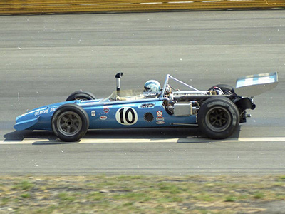 Wally Dallenbach in the Gilmore-sponsored Lindsey Hopkins-entered 1970 Eagle at Trenton in April 1972. Copyright Rich Bunning 2020. Used with permission.