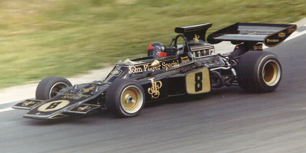 Emerson Fittipaldi in the Lotus 72D at the British Grand Prix in July 1972.  Copyright Richard Bunyan.  Used with permission.