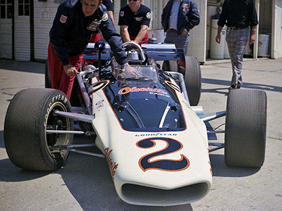 Dan Gurney's brand new 1971 #2 Eagle at the Indianapolis 500 in 1971. Copyright Paul Castagnoli 2020. Used with permission.
