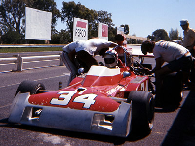 Sam Posey in the Champ Carr Surtees TS11 at Sandown Park in 1973. Copyright Stewart Clark 2017. Used with permission.