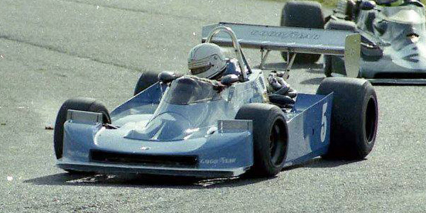 Mike Nugent in his Argo "JM8" leads David Lambe's Lola T460 at Kirkistown in 1980. Copyright Con Connolly 2022. Used with permission.