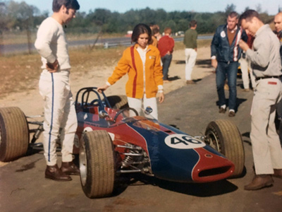 John Schwengerer with his Brabham BT21A at New Thompson Speedway, probably in 1969. Copyright Frank Cornell 2021. Used with permission.