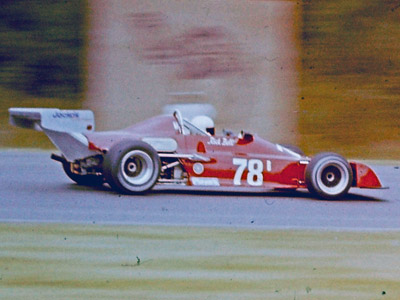 Rick Bell in his Chevron B34 in either 1976 or 1977. Copyright Frank Cornell 2020. Used with permission.