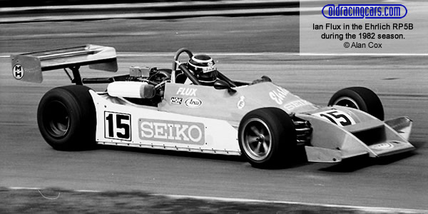 Ian Flux in the Ehrlich RP5B during the 1982 season. Copyright Alan Cox 2010. Used with permission. Ian Flux in the Ehrlich RP5B during the 1982 season. Copyright Alan Cox 2010. Used with permission.