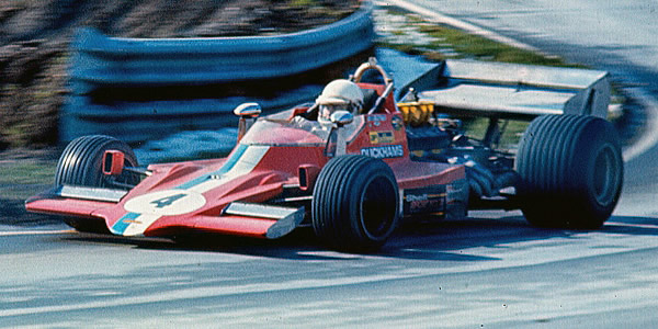 Teddy Pilette in the VDS Lola T400 at Oulton Park in March 1975.  Copyright Alan Cox.  Used with permission.