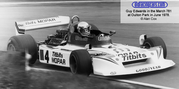 Guy Edwards in the March 781 on his way to winning at Oulton Park in June 1978. Copyright Alan Cox 2019. Used with permission. Guy Edwards in the March 781 on his way to winning at Oulton Park in June 1978. Copyright Alan Cox 2019. Used with permission.