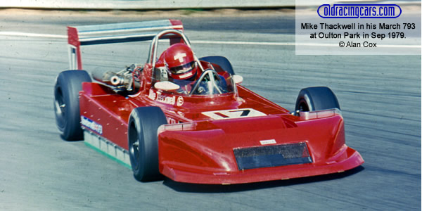 Mike Thackwell winning at Oulton Park in September 1979 in the works March 793.  Copyright Alan Cox 2019.  Used with permission.