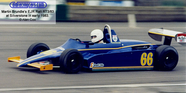 Martin Brundle in the Eddie Jordan Racing Ralt RT3/83 at the opening round of the 1983 series at Silverstone.  Copyright Alan Cox 2009.  Used with permission.