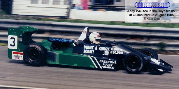 Andy Wallace in the Reynard 853 at Oulton Park in August 1985.  Copyright Alan Cox 2009.  Used with permission.