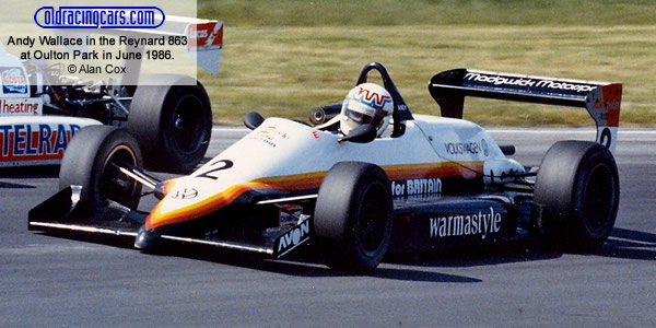 Andy Wallace in the Reynard 863 in June 1986.  Copyright Alan Cox 2011.  Used with permission.