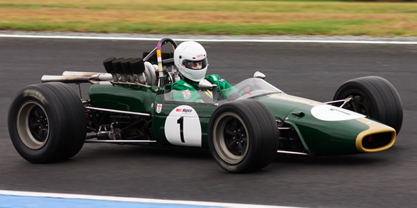 Brian Wilson's restored Brabham BT24 at Phillip Island in March 2009. Licenced by 'ccdoh1' under Creative Commons licence Attribution-NonCommercial-NoDerivs 2.0 Generic. Original image has been cropped.