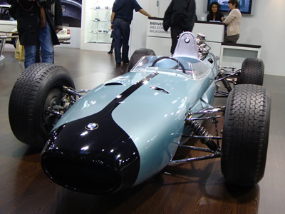 BMW's ex-F1 Brabham on display at Retromobile in 2012. Licenced by Thomas Bersy under Creative Commons licence Attribution-ShareAlike 2.0 Generic (CC BY-SA 2.0). Original image has been cropped.