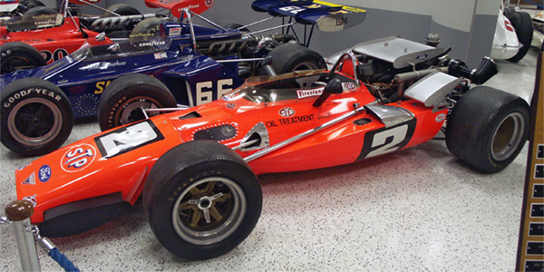 The road racing Hawk 68 in the Indianapolis Motor Speedway Museum in 2008. Licenced by Dan Wildhirt under Creative Commons licence Attribution-ShareAlike 3.0 Unported (CC BY-SA 3.0). Original image has been cropped.