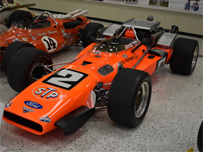 The road racing Hawk 68 in the Indianapolis Motor Speedway Museum in October 2018. Licenced by Jerome L. Goolsby under Creative Commons licence Attribution-NonCommercial-NoDerivs 2.0 Generic. Original image has been cropped.