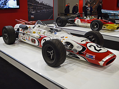 The ex-Jackie Stewart Lola T92 at the Autosport Show in 2020. Licenced by Jaimie Wilson under Creative Commons licence Attribution-NonCommercial-NoDerivs 2.0 Generic. Original image has been cropped.