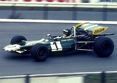 Jochen Rindt in his works Lotus 69 at the Nürburgring in May 1970. Licenced by Lothar Spurzem under Creative Commons licence Attribution-ShareAlike 2.0 Germany (CC BY-SA 2.0 DE). Original image has been cropped.