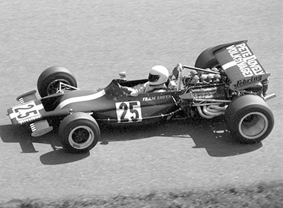 Pete Lovely in his DFV-engined ex-F2 Lotus 69 at Seattle in May 1971. Copyright Jim Culp 2017. Used with permission.