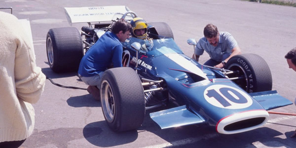 David Hobbs in the Hogan Racing McLaren M10B at Seattle in May 1971, scene of the second of his five 1971 wins.  Copyright Jim Culp.  Used with permission.