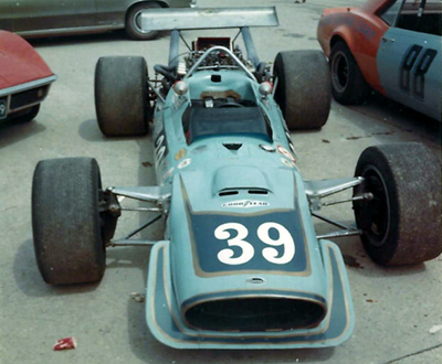 George Fejer's Lola T92 entered as a Formula A Chinook for Alfred Ruys de Perez at Harewood Acres in August 1969. Copyright Bob Easton 2022. Used with permission.
