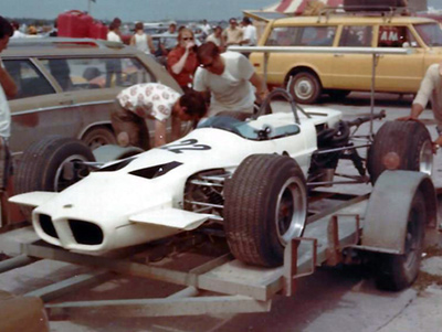 Don Merriman's Formula B Lotus 59 on its trailer at Harewood Acres in August 1969. Copyright Bob Easton 2022. Used with permission. Don Merriman's Formula B Lotus 59 on its trailer at Harewood Acres in August 1969. Copyright Bob Easton 2022. Used with permission.