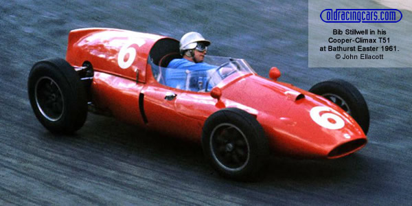 Bib Stillwell in his ex-Brabham Cooper Mk IV 'T51' at Bathurst Easter 1961.  Copyright John Ellacott 2008.  Used with permission.