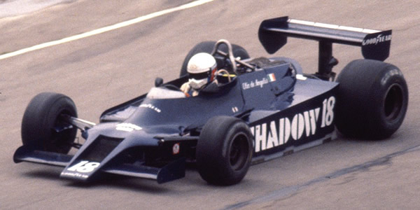 Elio de Angelis heads for a highly impressive fourth-placed finish in the Shadow DN9B at Watkins Glen in 1979. Copyright Wayne Ellwood 2017. Used with permission.