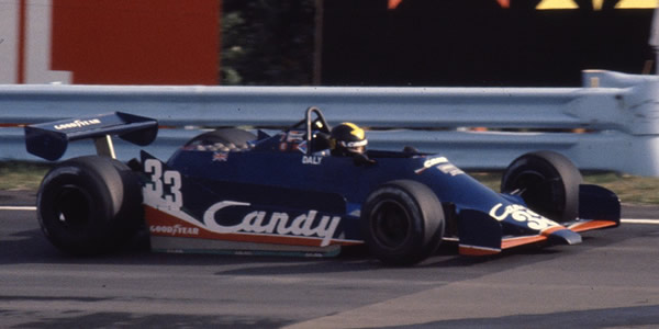 Derek Daly in the "test car" Tyrrell 009 at Watkins Glen at the end of 1979. Copyright Wayne Ellwood 2017. Used with permission.