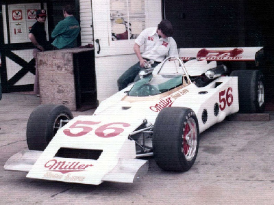 Jim Hurtubise's heavily-modified "Colt-Lola" at the Indianapolis Motor Speedway in 1973. Copyright Bill Enoch (kindly provided by Gerald Johnson) 2020. Used with permission.