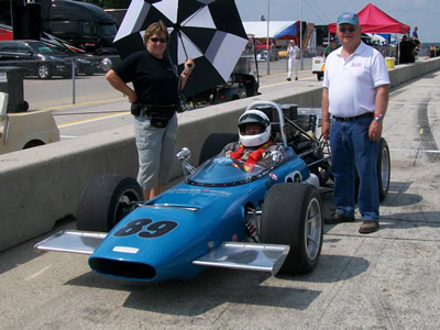 John and Dorothy Boxhorn in his LeGrand with Bob McKee, at Road America in July 2014. Copyright Jerry Entin 2018. Used with permission.