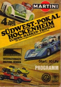 Südwest-Pokal, Hockenheim Jul 1971 Program Cover