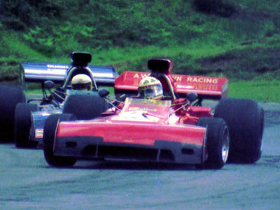 Damien Magee on his way to second place at the Bank Holiday Brands Hatch meeting in August 1974. Copyright Graham Etheridge 2007. Used with permission.