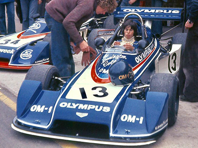 Divina Galica in Ardmore Racing's Swindon BDX-powered Chevron B39 at Donington Park in October 1977. Copyright Paul Fairbanks 2022. Used with permission.