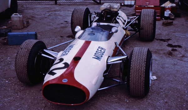 The Cooper T77-ATS at Silverstone for Silvio Moser to drive in the 1967 British GP. Copyright Ted Walker (Ferret Fotographics)  2012. Used with permission.