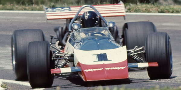 Ron Grable in the modified McLaren M10A during the 1970 Tasman series.  Copyright Ted Walker (Ferret Fotographics) 2012.  Used with permission.