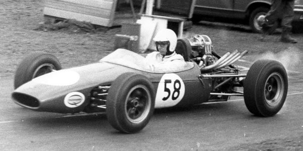 Denis Chorley in the ex-John Butterworth Brabham BT14 with Allard Dragon engine at Prescott March 1969. Copyright Ted Walker 2014. Used with permission.