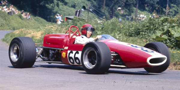 Agnes Mickel in the family Brabham BT23B at Shelsley Walsh in June 1970. Copyright Ted Walker 2025. Used with permission.