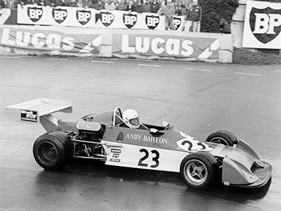 Andy Barton in his Chevron B35 at Mallory Park in March 1977. Copyright Ted Walker 2009. Used with permission.