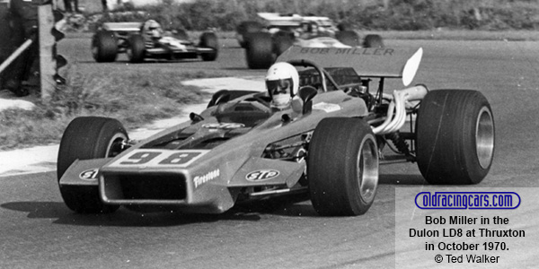 Bob Miller in the Dulon LD8 at Thruxton in October 1970. Copyright Ted Walker 2021. Used with permission. Bob Miller in the Dulon LD8 at Thruxton in October 1970. Copyright Ted Walker 2021. Used with permission.